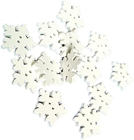 100/50 парчиња Божиќни бели дрвени снегулки копчиња за занаетчиски занаети - 100 парчиња симпатичен квалитет и практичен практичен