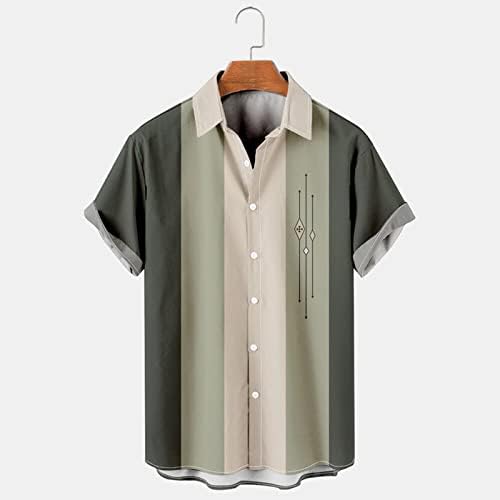 Машка маичка за куглање рокабили стил ретро машки плажа кошули голф гроздобер 1950 -ти многу гласно кошула за куглање со краток ракав