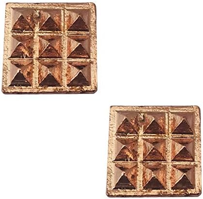 Индиски сет од 2 чисти бакарни плочи со 9 желби пирамиди Јантра wallид/врата налепница, Васту дош Ниваран, со среќа, пари, заштита од амајлија-