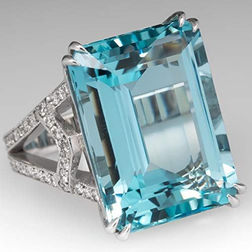 Духовни прстени трендови геометриски правоаголник накит прстен сина мода дама прстени гроздобер прстен