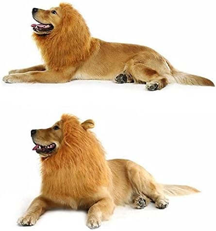 Куче лав грива перика-светло кафеава прилагодлива удобна смешна перика со уши за кучиња костум миленичиња фенси облека за коса фустан