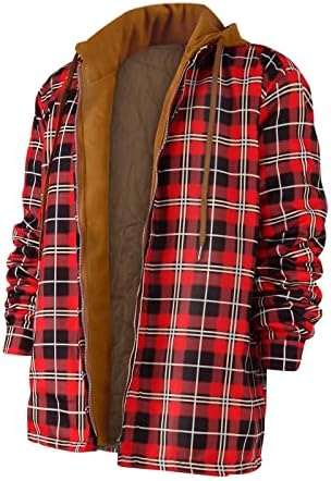 Ymosrh масти палта и јакни ватирано наредено копче надолу со карирана кошула Додадете кадифе за да чувате топла јакна со јакна