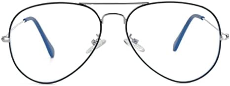 Класични очила за сина светлина за жени за жени, метална рамка чиста леќи за очила