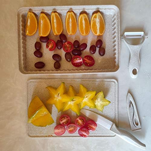 SeeLlucky Mini сечење табла поставена за овошје и храна за бебиња со еко-пријателски PP+пченица слама материјал со големина од 10,28 in6,77 во