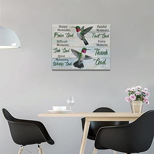Hummingbird wallидна уметност фарма куќа рустикална колибри слики wallид декор христијански цитати платно сликање на отпечатоци среќни моменти