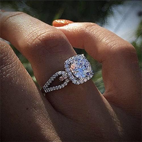 Moissanite прстени за жени принцезата Дијамант Отворен прстен прстени Деликатен дизајн Дијамант моден прстен светло луксузен прстен со висок