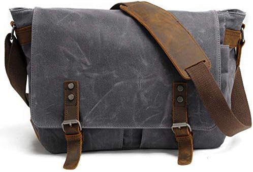 Менс-преклопна торба за рамо на рамо за рамената со голем капацитет Гроздобер платно лаптоп торба силна издржлива со