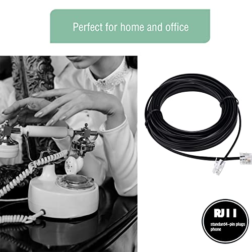 Toyayayo 20ft Телефонски телефонски кабел за продолжување на кабелската жица со стандардни приклучоци RJ11 6p4c за фиксни телефон,