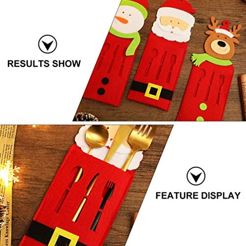 Нуобести 3 парчиња Божиќен Држач За Садови Мини Санта Снешко Елен Вилушка Со Нож Лажица Покривка За Прибор За Јадење Торби За Божиќна