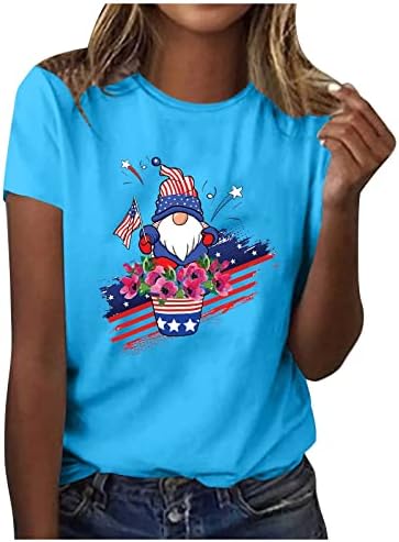 4-ти јули врвови за жени маица за патриотска независност, смешни американски кошули со знаме за печатење летни графички маички