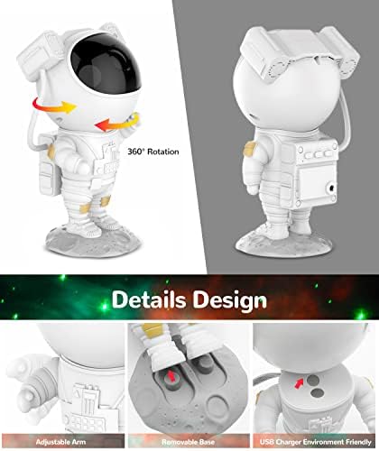 Ѕвезда Проектор Астронаут Галакси Светлина Проектор, Деца Ѕвезда Ноќ Светлина Со Тајмер &засилувач; Далечински Управувач, 360°Прилагодливи Астронаут