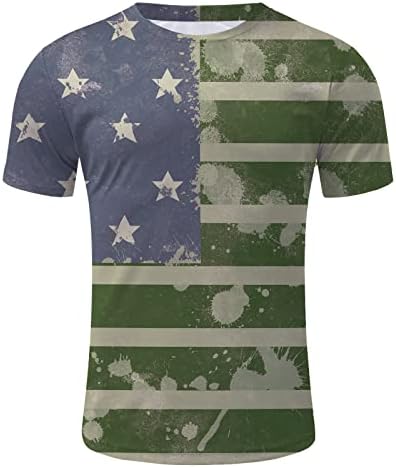 Убст патриотски маици за мажи, летен моден краток ракав 4-ти јули Американско знаме графички маички врвови обични маици