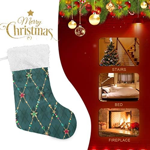 Пимилагу ретро Божиќна starвезда Божиќни чорапи 1 пакет 17,7 , виси чорапи за Божиќна декорација