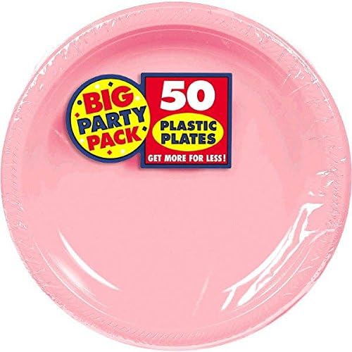 Амскан Нови Розови Тркалезни Пластични Плочи, 50 парчиња