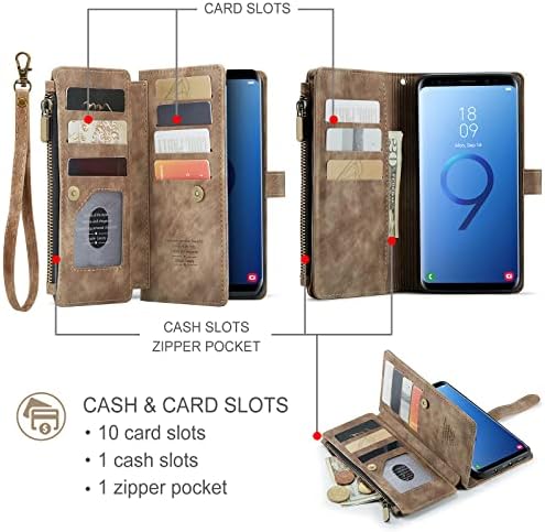 Asuwish Телефон Случај За Samsung Galaxy S9 Плус Паричник Покритие И Калено Стакло Заштитник На Екранот Кожа Флип Кредитна Картичка Држач Стојат