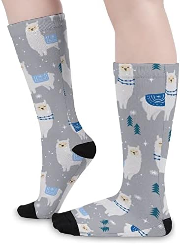 Weedkeycat Симпатична алпака зимска лама екипас чорапи новини смешни печатени графички обични умерена дебелина за пролет есен и зима