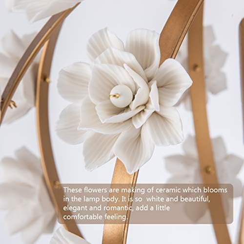 Yifi Deco 14 Бело цвеќе модерен златен лустер, Hademade цвет елегантен приврзок светло, декоративна романтична висечка ламба