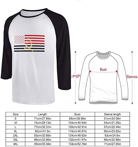 Ангола Американско знаме машко 3/4 ракав памучни кошули Обични маици тенок вклопуваат раглан бејзбол маичка кошула
