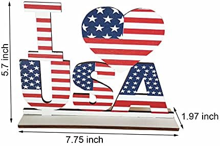 Лукас Американски ден на независност Патриотски украси, украси на знак за знаме на дрвена плакета, знак за писмо, декоративен знак, Денот