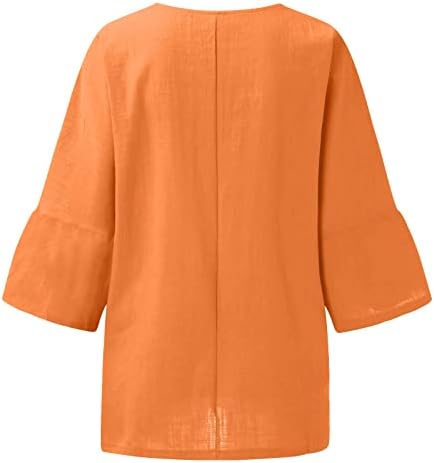 Fajjha женски врвови, врвови и блузи летни врвови за жени со кратки ракави врвови плус врвови на култури памучни постелнина кошули