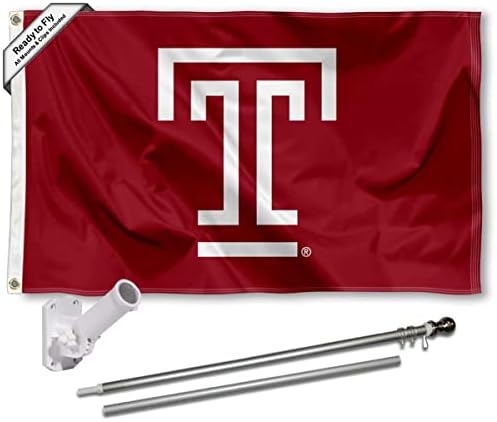 Храмот бувови блок Т знаме со сет на Универзитетот за столб и држач за држачи