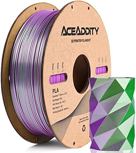 Aceaddity Silk Magic PLA 3D печатач за печатач, ко-екстразија со двојна боја 1,75мм 3D печатење PLA филамент, сјајна свилена која е кокструирана