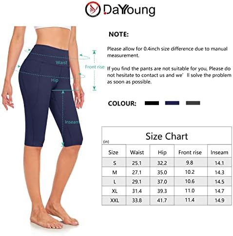 Dayoung жени јога шорцеви високи половини за контрола на стомакот, велосипедист, кој работи со атлетска компресија кратко со џебови