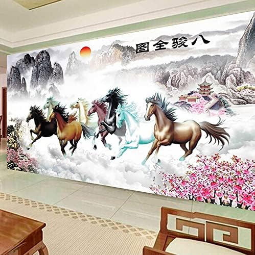 ZGMAXCL 5D DIY Дијамантски комплети за сликање за возрасни за возрасни, целосна тркалезна вежба за коњи со голема големина wallидни