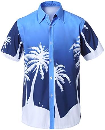F_Gotal Кошула За Мажи, Машки Краток Ракав Хавајски Печатење Плажа Кошула Големи И Високи Тенок Одговара Повик Летни Маици Блуза Блузи