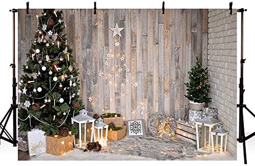 Mehofond 10x7ft Зимска елка Рустикално кафеаво дрво wallид backвезди starsвезди подароци за венци Фотографија позадина весела Божиќ