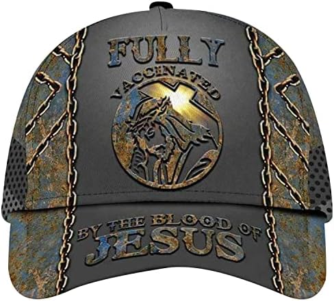 Целосно вакциниран од крвта на Исус класичен бејзбол капа Исус метал класичен капа Христијански подарок Бејзбол капа Исус Бејзбол