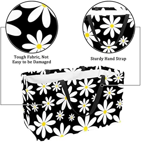 Кошар за еднократно шопинг маргаритка бела цветни цвеќиња образец преносно преклопување на пикник намирници торбички за перење