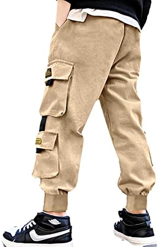 Kvysinly Boys Cargo Jogger Pants Sport Водење на атлетски комбинезони панталони со џемпери на дното со џебови со џебови