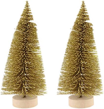 Нуобести 2 парчиња Мини Маса Божиќни Борови Дрвја Собрани Новогодишни Елки Божиќни Украси Украси Златни 15 см