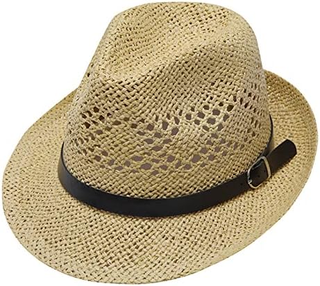 Слама федора капи за мажи Трилби Панама Капчиња прилагодливи тркалаат лесни капи за риболов, летни капаци за заштита на сонцето