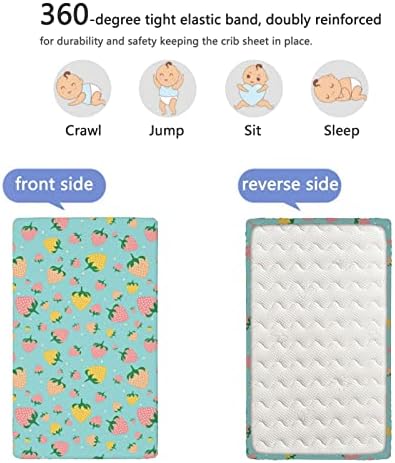 Јагода со тематски опремени мини чаршафи за креветчиња, преносни мини креветчиња со меки мали деца, вграден лист за бебиња за