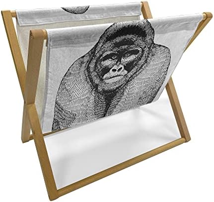 Лунарливо списание и сопственик на книги, монохроматски едноставен скициран портрет на герила џунгла животинско печатење, подни решетки