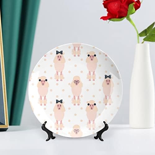 Симпатична розова женствена пудлица кучиња керамичка декоративна чинија со приказ, виси прилагодена годишнина свадба празнични
