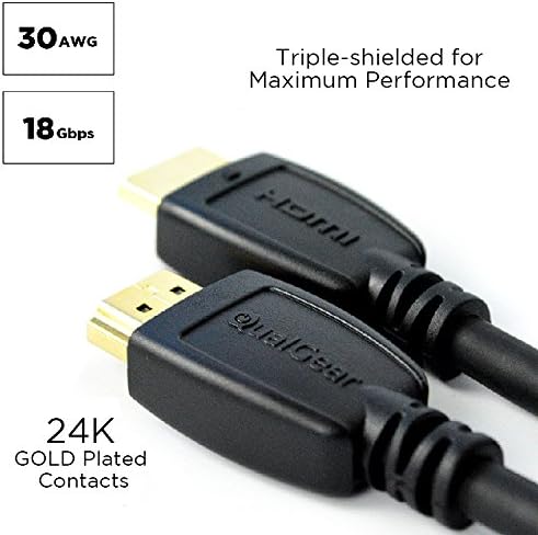 QualGear HDMI 2.0 Кабел со Етернет- OFC Бакар, 24k Позлатени Контакти, Тројно Заштитени. Поддржува 4k Ултра HD, 3D, 18 Gbps,