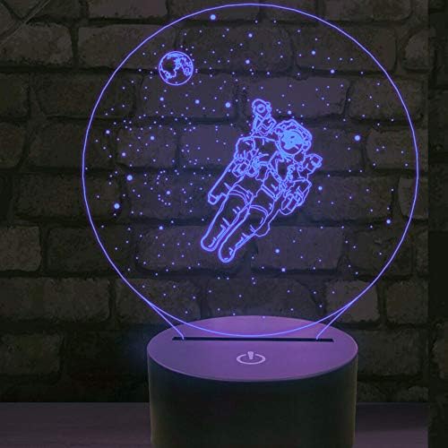Jinnwell 3D Spaceman Aspon Astarent Slight Light Light LAMP LED 7 Боја Промена на допир прекинувач Табела за декорација на декорација