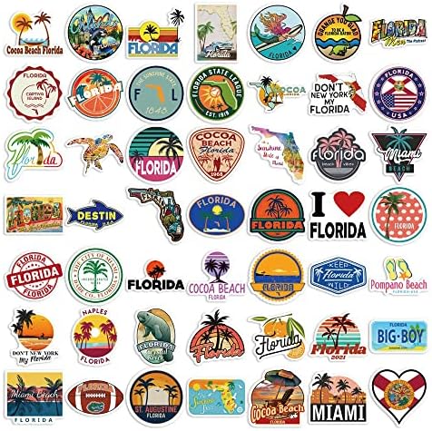 Флорида ладни налепници од 50 винил декларални производи за лаптоп за лаптопи, компјутери, хидро колби, скејтборд и куќиште за патувања