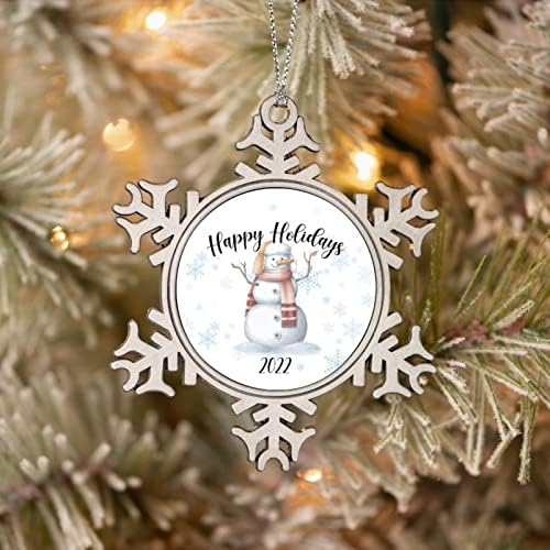 Божиќни украси од снегулка Среќен празник Снежен човек персонализиран украс метал зачувување украси Зимски чудо -земја украси за новогодишен