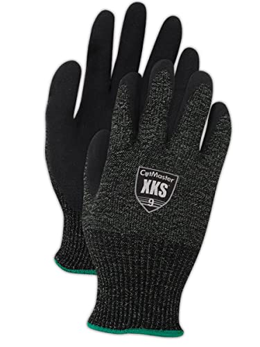 Magid XKS5007 Cutmaster XKS ракавици со палма за технологија на Grip Nitrix, исечете го нивото 4, 7 “, црно