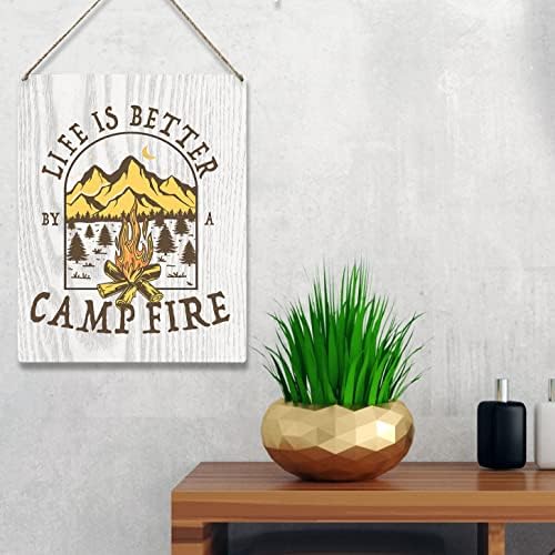 Смешна кампови од дрво Плакета знак wallид што виси фарма куќа рустикален кампување знаци за домашни декор Кампер подароци
