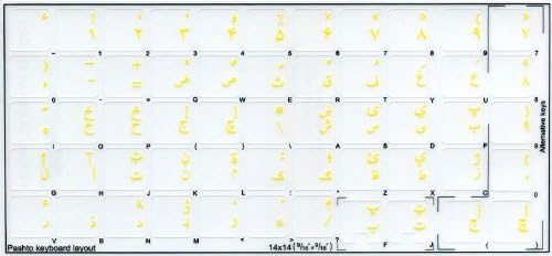 Пашту Етикети На тастатурата На Транспарентна Позадина Со Жолти Букви