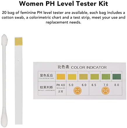 Женски ленти за тест за pH, 20 торбички монитор вагинално интимно здравје, женски женски киселост алкалноста биланс на ниво на