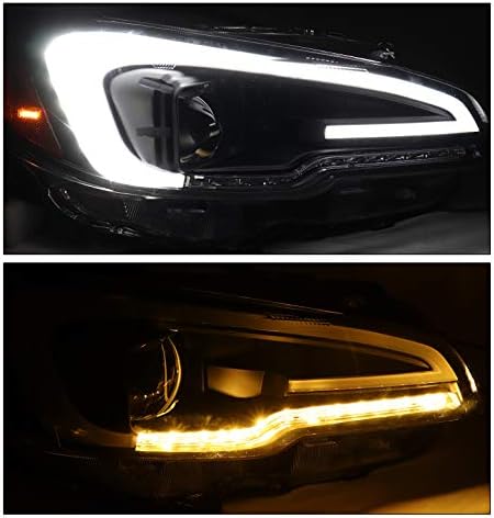 ZMAUTOPARTS LED Секвенцијален Сигнал Проектор Фарови Црна w/6 Сина DRL Компатибилен со 2015-2020 Subaru WRX STI