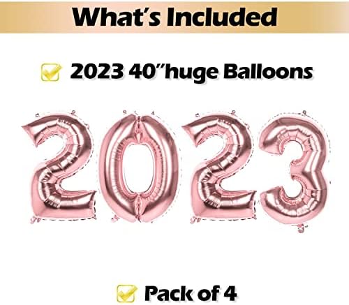 40 инчи 2023 пакет од 4 розови златни огромни броеви балони гигантски големи хелиум балони фолија Милар голем број балони за Божиќна новогодишна