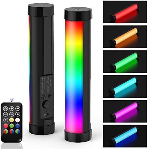 Luxceo рачно светло стапче, повеќебојно RGB LED видео светло за фотографија, 2000mAh Mini Light Stick за видео снимање професионални