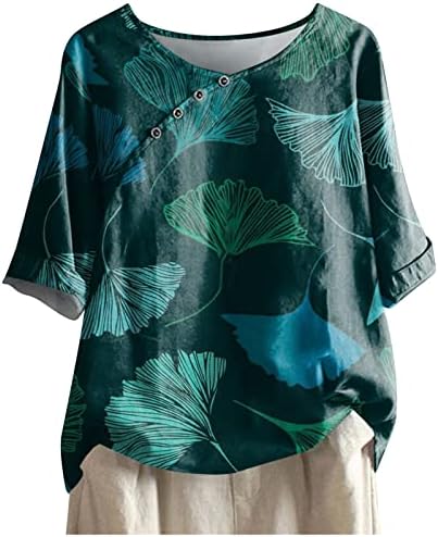 Амикадом дами есен летно копче надолу до кошула мека удобна облека екипаж памучна графичка блуза маичка за женски 7а 7а